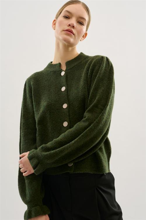 Se Karen by Simonsen Ebbiekb Cardigan Kvinde Dark Olive Melange Cardigans Str S - hos Magasin ved Magasin