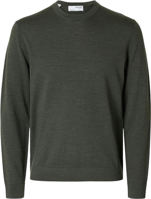 Selected Homme Slhtray LS Knit Merino Crew Neck NO Mand Forest Night Sweaters Regular Fit Str XL Merino - hos Magasin