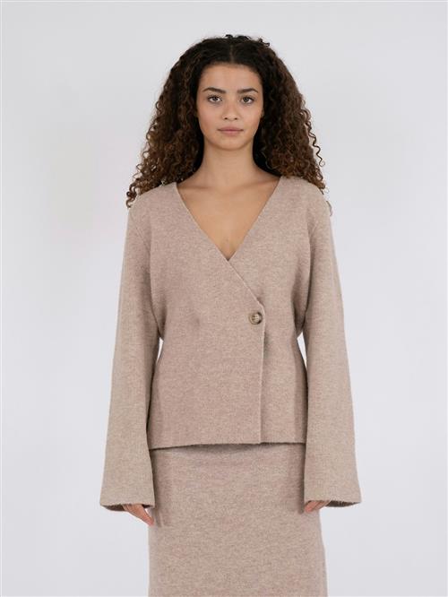 Neo Noir Marie Louise Knit Cardigan Kvinde Sand Melange Sweaters Str 34 - hos Magasin