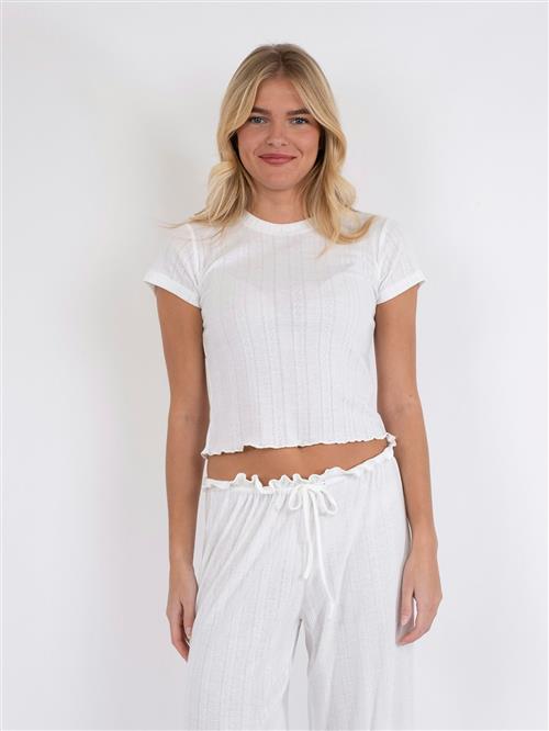 Neo Noir Lonnie Pointelle Top Kvinde White Toppe Str 44 - hos Magasin