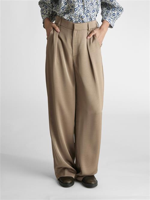 Neo Noir Alessandra Heavy Sateen Pants Kvinde Dark Taupe Bukser Med Brede Ben Str 34 - hos Magasin