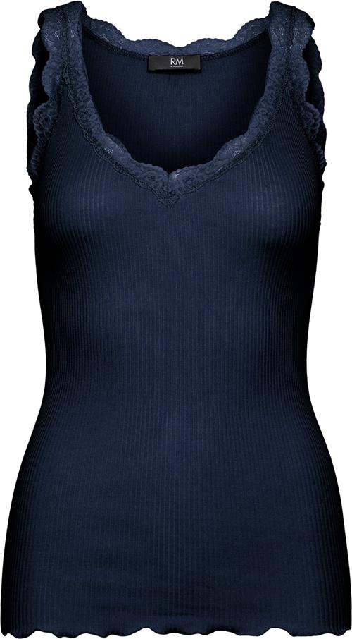 RM by Rosemunde Rmwbalta Modal SL Lace Vneck top Kvinde Navy Toppe Str L - Bomuld hos Magasin