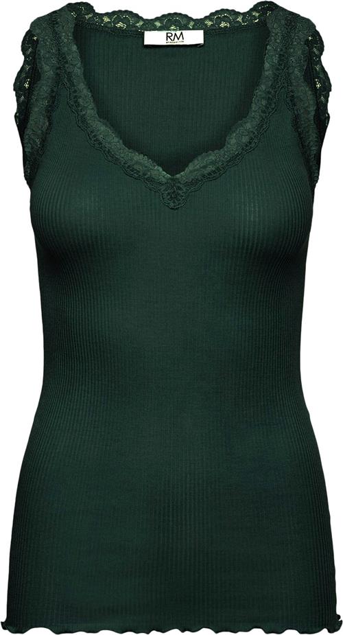 RM by Rosemunde Rmwbalta Modal SL Lace Vneck top Kvinde Bottle Green Toppe Str L - Bomuld hos Magasin