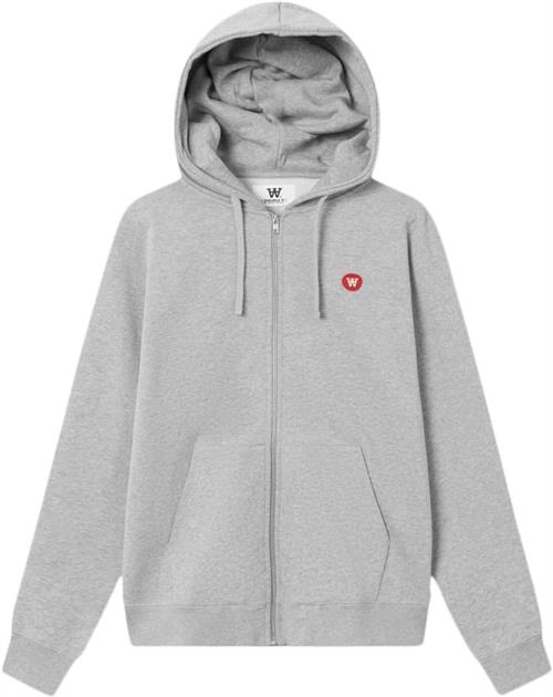 Se Wood Wood Zan zip Patch Hoodie Gots Mand Grey Melange Hoodies Str XL - hos Magasin ved Magasin