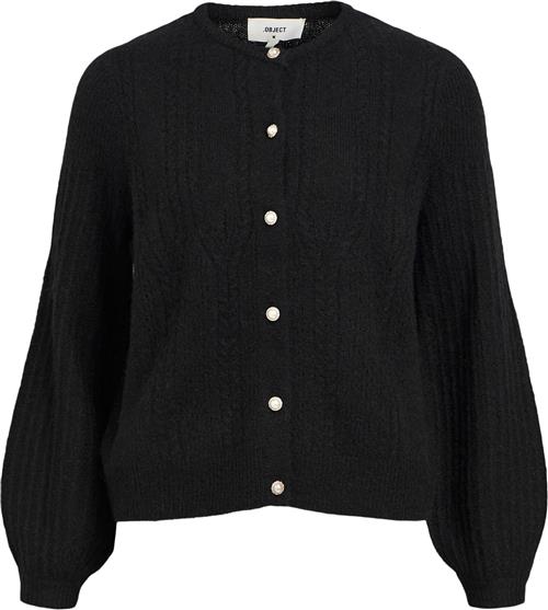 Object Objophelia L/S Knit Cardigan REP Kvinde Black Cardigans Str L - hos Magasin