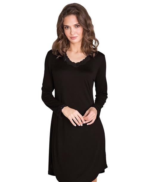 Se Lady Avenue Silk Jersey Nightgown, Long Sleeve Natkjoler Str L - Silke hos Magasin ved Magasin