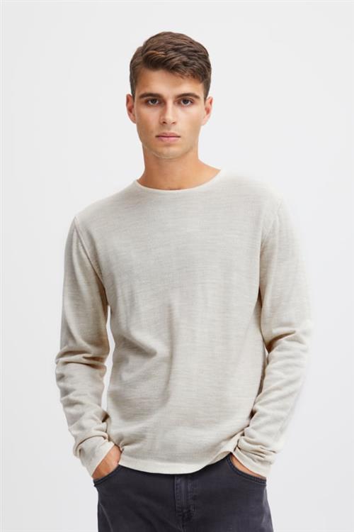 Casual Friday Cfkent Merino Crew Neck Knit Mand Light Sand Sweaters Slim Fit Str M Merino - hos Magasin