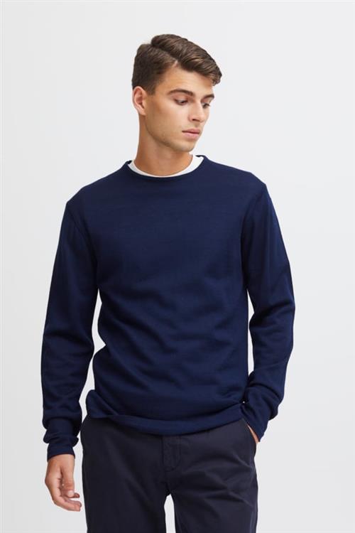 Se Casual Friday Cfkent Merino Crew Neck Knit Mand Navy Sweaters Slim Fit Str XL Merino - hos Magasin ved Magasin