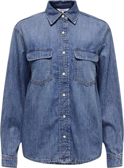 ONLY Onlsevigny LS DNM Shirt AKM Kvinde Dark Blue Denim Skjorter Loose Fit Str XS - hos Magasin