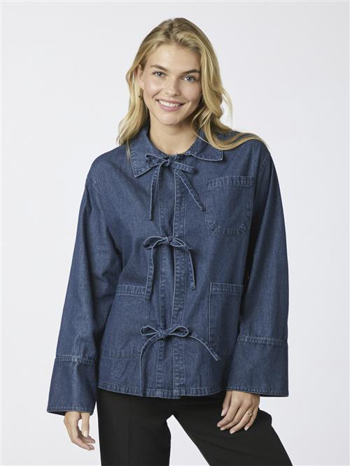 Neo Noir Starlie Denim Shirt Kvinde Dark Blue Langærmede Bluser Str 42 Denim - hos Magasin