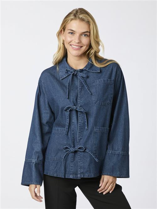 Neo Noir Starlie Denim Shirt Kvinde Dark Blue Langærmede Bluser Str 36 Denim - hos Magasin