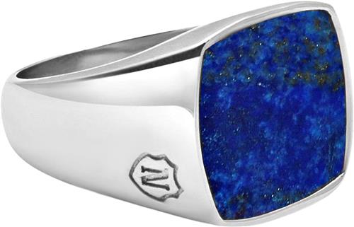 Nialaya Men's Silver Signet Ring With Blue Lapis 9 - Ringe Stål hos Magasin