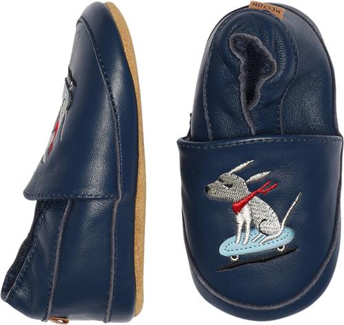 Melton Skater dog Leather Slippers Navy Academy Hjemmesko Str 23/24 - Læder hos Magasin