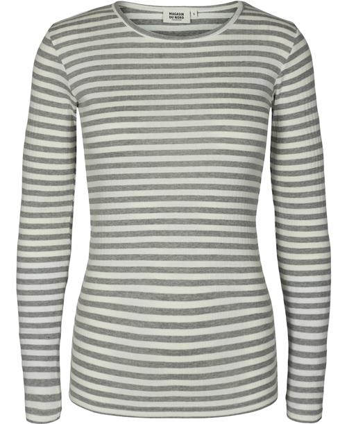 Magasin du Nord Collection Magasin Milla 1G Kvinde Light Grey Mel / Star White Stripe Langærmede Tshirts Str L Bomuld