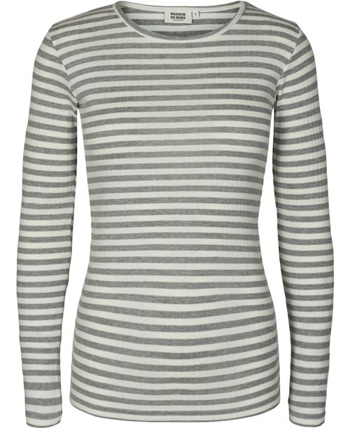 Magasin du Nord Collection Magasin Milla 1G Kvinde Light Grey Mel / Star White Stripe Langærmede Tshirts Str XL Bomuld