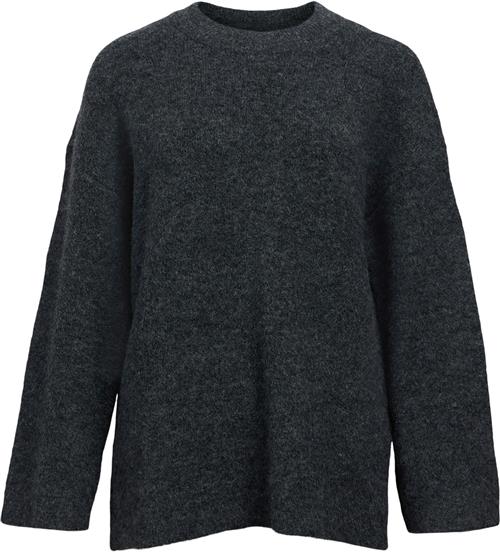 Se Object Objdiana LO L/S Knit Pullover Noos Kvinde Dark Grey Melange/col Toppe Str M/L - hos Magasin ved Magasin