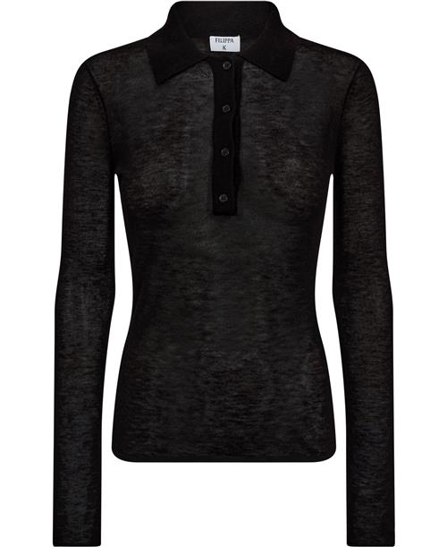 Filippa K Knit Polo Sweater Kvinde Black Sweaters Str S - hos Magasin