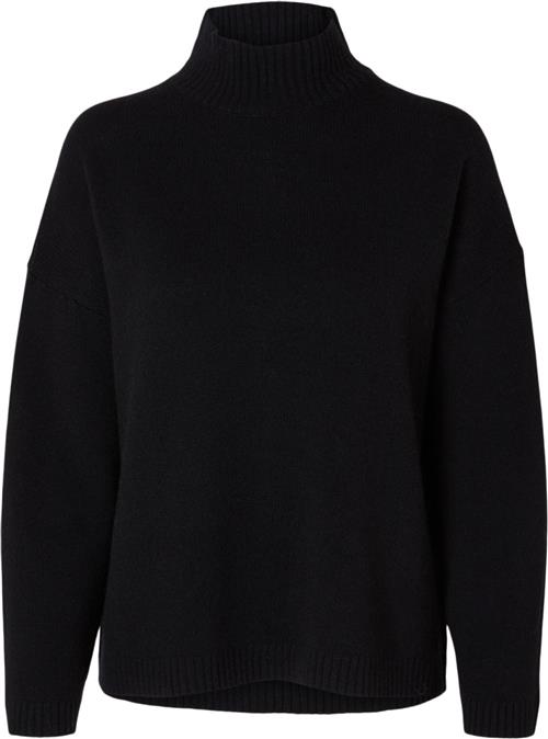 Selected Femme Slfcille LS Knit High Neck Noos Kvinde Sort Sweaters Loose Fit Str XL - hos Magasin