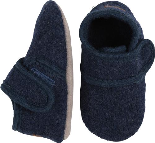 Melton Wool Slippers With Velcro Marine Hjemmesko Str 23/24 - Uld hos Magasin