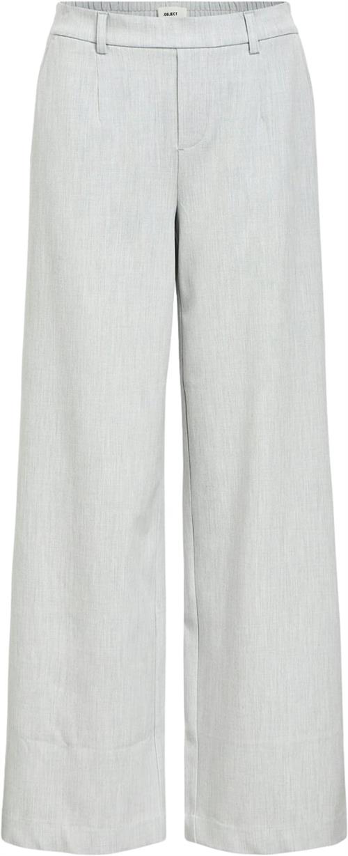 Object Objlisa Wide Pant Noos Kvinde Light Grey Melange Bukser Med Lige Ben Str 42 - hos Magasin