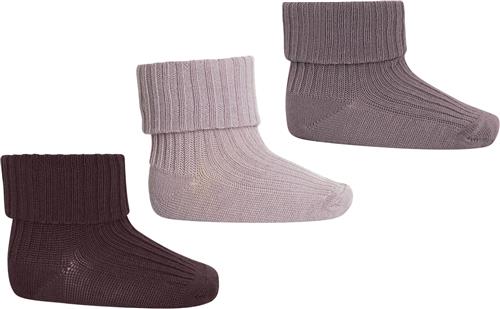 mpKids Wool rib Baby Socks 3-pack Str 17/18 - Wood Rose Strømper Uld hos Magasin