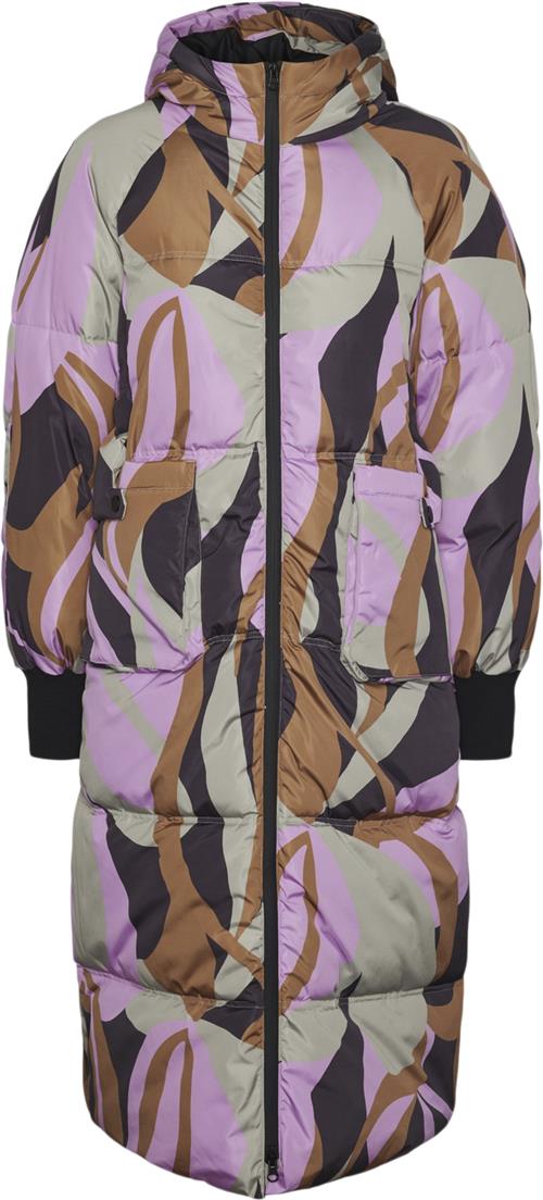 YAS Yassimilly Padded Coat S. Kvinde Abbey Stone/cilea Print Dunjakker Str S - hos Magasin