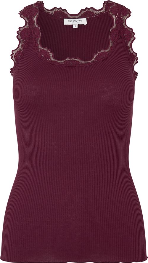 Rosemunde Silk top w/ Lace Kvinde Maroon Red Toppe Str XS - hos Magasin