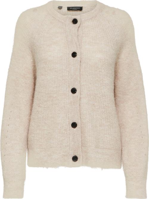 Se Selected Femme Slflulu LS Knit Short Cardigan Noos Kvinde Birch/melange Cardigans Str S - hos Magasin ved Magasin