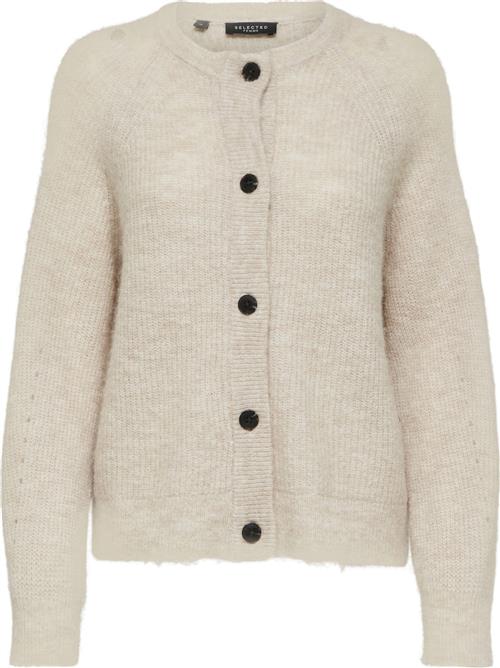 Selected Femme Slflulu LS Knit Short Cardigan Noos Kvinde Birch/melange Cardigans Str XXXL - hos Magasin