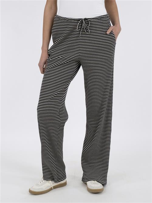 Neo Noir Geri Stripe Pants Kvinde Black Bukser Med Brede Ben Str 42 - hos Magasin