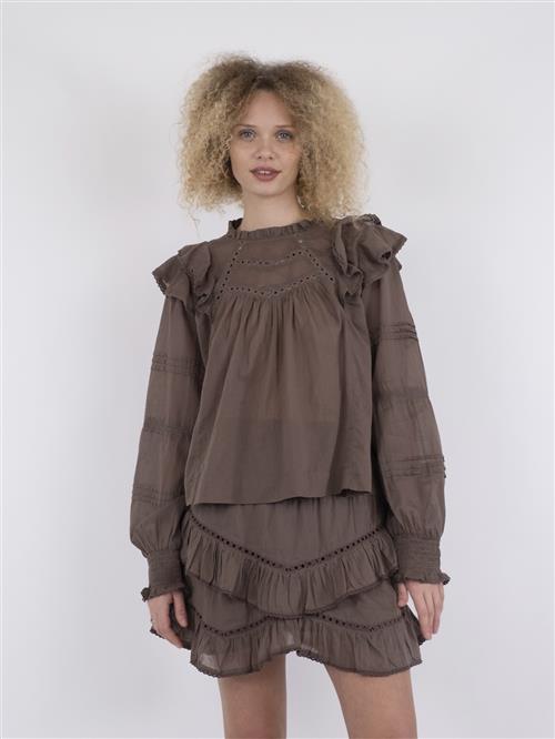 Neo Noir Simkie S Voile Blouse Kvinde Light Brown Langærmede Bluser Str 34 - hos Magasin