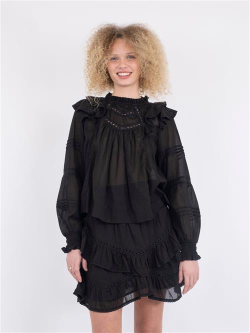 Neo Noir Simkie S Voile Blouse Kvinde Black Langærmede Bluser Str 42 - hos Magasin