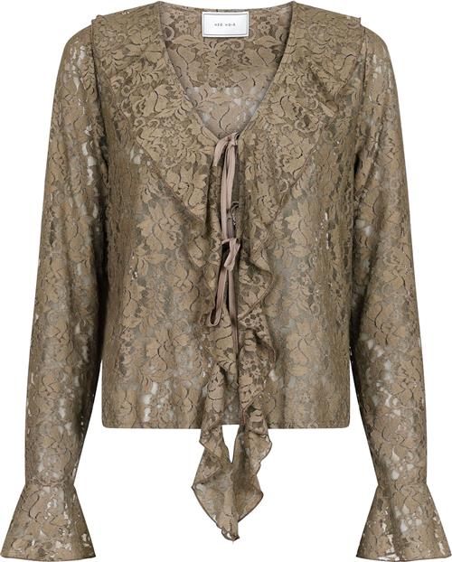 Se Neo Noir Anika Lace Blouse Kvinde Taupe Langærmede Bluser Str 44 - hos Magasin ved Magasin