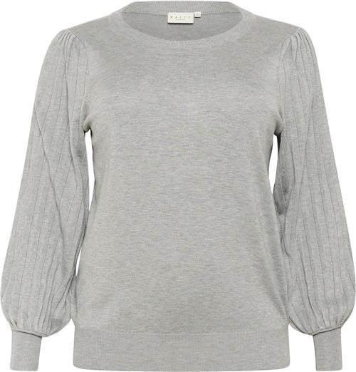 Kaffe Curve Kcloni Knit Pullover Kvinde Grey Melange Langærmede Bluser Str L - hos Magasin