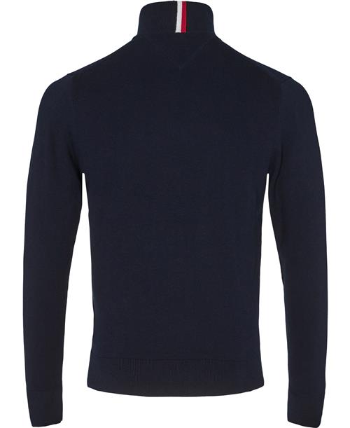 Se Tommy Hilfiger Pima ORG CTN Cashmere ZIP Mock Mand Desert Sky Turtlenecks Str M Cashmere - hos Magasin ved Magasin