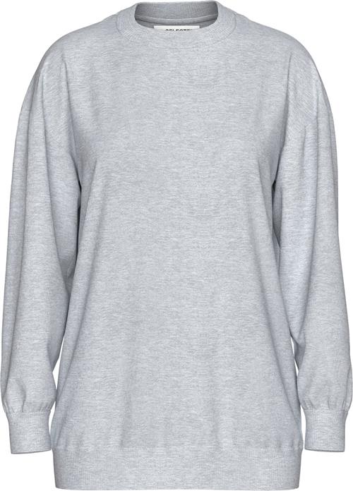 Selected Femme Slfgia Yrsa LS Crew Neck Sweat Noos Kvinde Grå Sweatshirts Str XS - hos Magasin