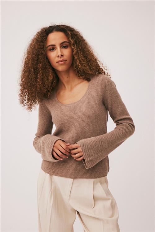 Magasin du Nord Collection Magasin Mabel 6 100 Cashmere Kvinde Sand Melange Sweaters Str XS Cashmere