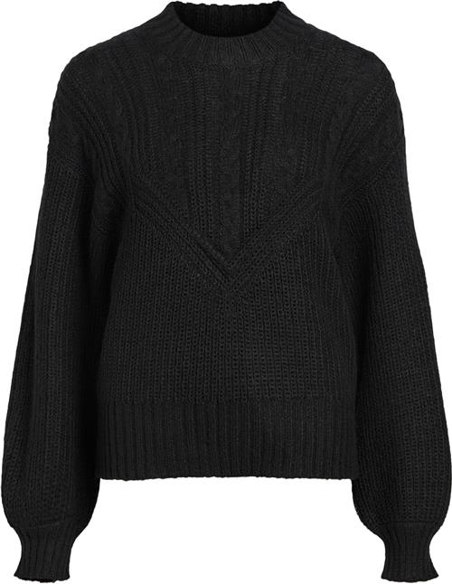 Se Object Objnova Stella Cable Knit Pullover Kvinde Black Sweaters Str XS - hos Magasin ved Magasin