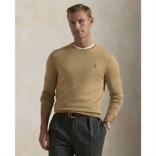 Se Polo Ralph Lauren 2/30 Merino WL Rwslsl-plo Mand Camel Melange Sweaters Str L Merino - hos Magasin ved Magasin