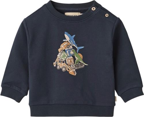 Wheat Sweatshirt Marius Str 2 år / 92 cm - Blå Sweatshirts Bomuld hos Magasin