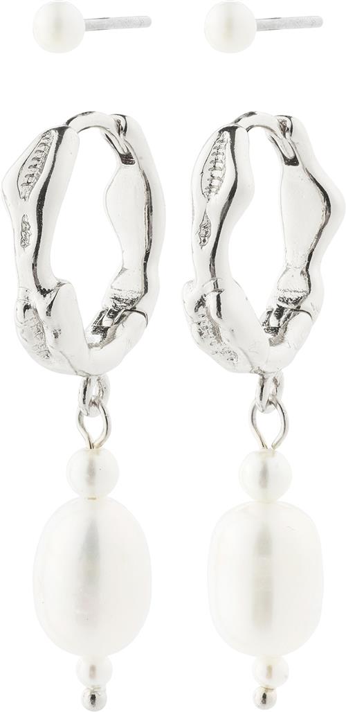 Pilgrim Constance Earrings 2in-1 set Silver-plated one size - Ørestikker hos Magasin