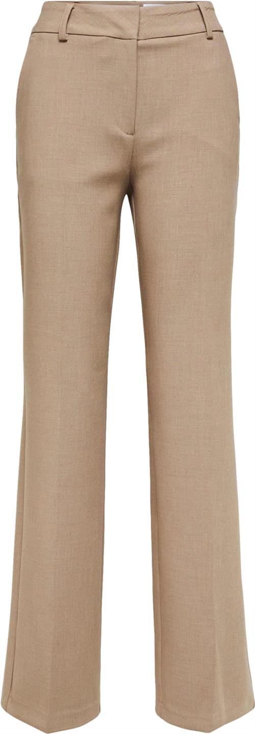 Selected Femme Slfrita MW Wide Pant Camel MLG N NO Kvinde Camel/melange Bukser Med Brede Ben Str "40/""32" - hos Magasin