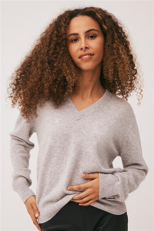 Magasin du Nord Collection Magasin Mabel 10 100 Cashmere Kvinde Light Grey Melange Sweaters Str M Cashmere