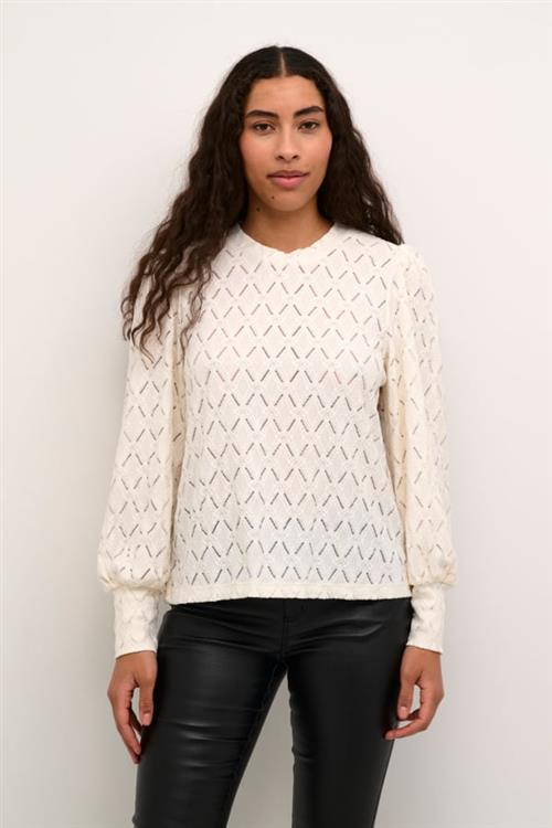 Kaffe Katine Lace Blouse Kvinde Chalk Langærmede Bluser Str S - hos Magasin