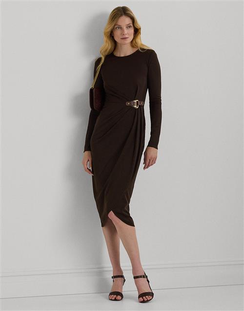 Lauren Ralph Lauren STR Matte Jerseylsl-dad Kvinde Circuit Brown Midi Kjoler Str 40 - hos Magasin