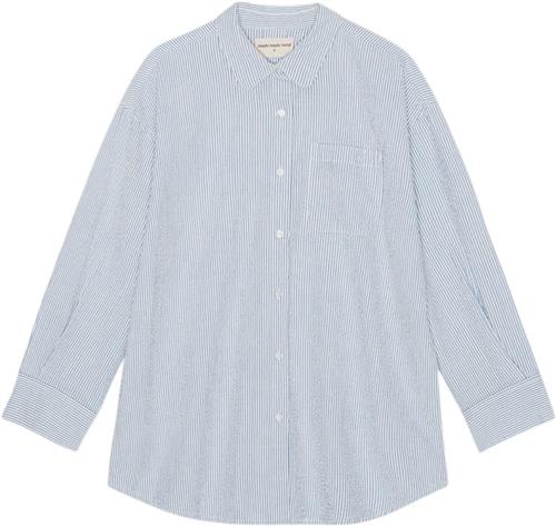 Moshi Moshi Mind Avalon Shirt Wave Stripe Kvinde White / Blue Langærmede Skjorter Str M - hos Magasin