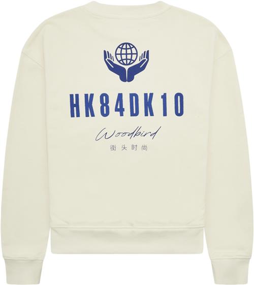 Woodbird Wbcupe Globe Crew Kvinde Off White Sweatshirts Str S - hos Magasin