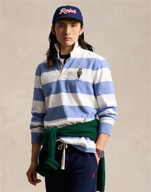 Polo Ralph Lauren 10/1 Jerseylsl-rug Mand F24 Camps Blu/dkw Wh Vrsy Bear Langærmede Poloer Str S - hos Magasin