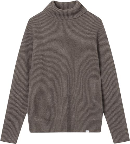 Les Deux Eddie Wool Rib Rollneck Knit Mand Mountain Grey Mélange Sweaters Str L - Merino hos Magasin