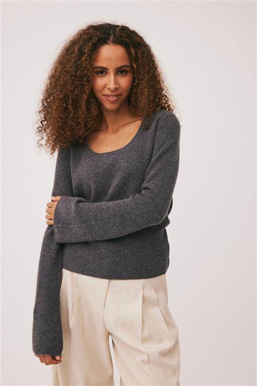 Magasin du Nord Collection Magasin Mabel 6 100 Cashmere Kvinde Dark Grey Melange Sweaters Str S Cashmere